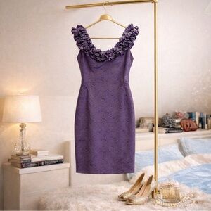 Maggy London Purple Ruffle-Neck Dress